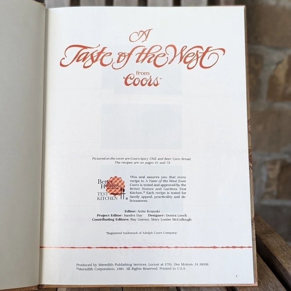 Vintage 1981 A Taste of the West from Coors Cookbook Hardcover